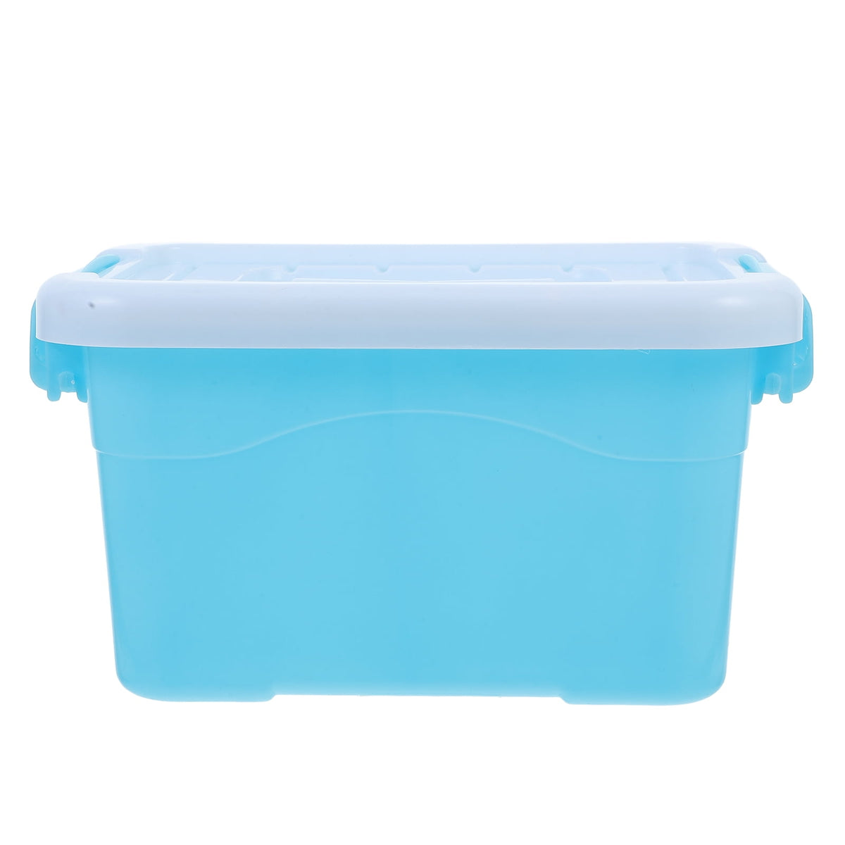 Lidded Plastic Storage Bin with Carry Handle in Sky Blue, 9.63 Inches Long