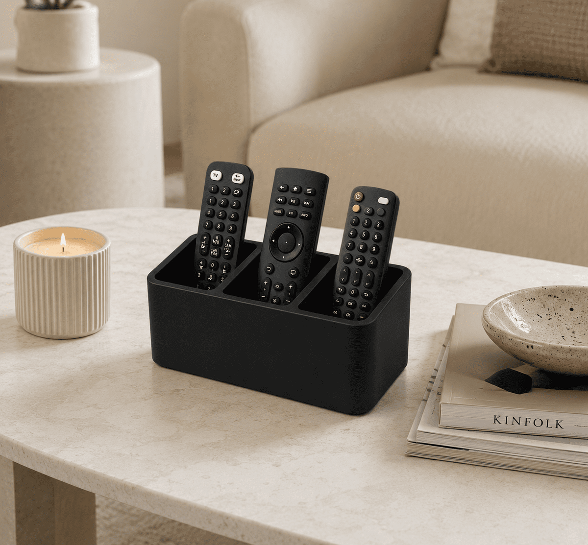 Three-Slot Remote Caddy in Matte Black for Tables, Consoles and Desks - Image 5